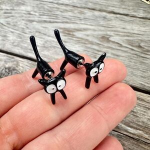 Vintage Jewelry Crazy Black Cat Earrings Cat Jewelry Black Cat Earrings